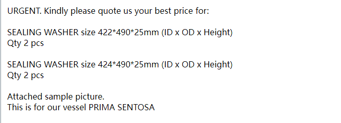 【询价】船舶备件—密封垫圈（CK-R20240618-05）询价-泰州昌宽社区-报价采购-船用采购网-船舶物料采购-船务服务-一站式船用设备供应服务