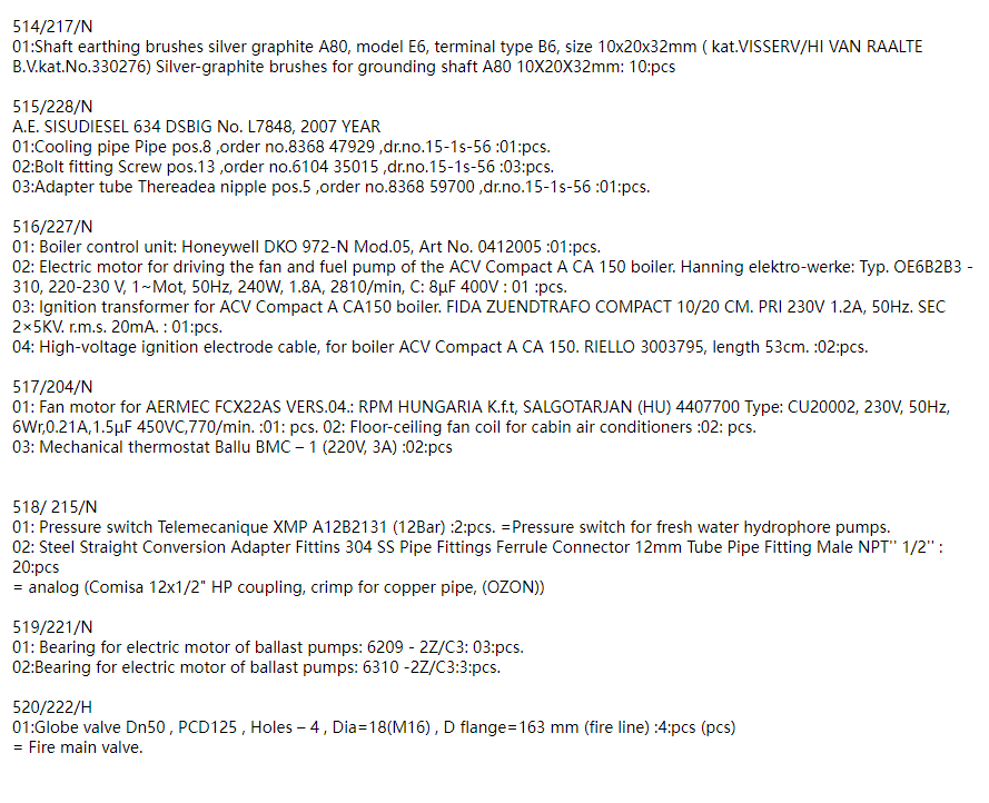 【询价】船舶备件—备件（CK-J20240606-15）询价-泰州昌宽社区-报价采购-船用采购网-船舶物料采购-船务服务-一站式船用设备供应服务