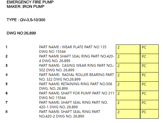 【询价】船舶备件—泵备件（CK-C20240627-06）询价-泰州昌宽社区-报价采购-船用采购网-船舶物料采购-船务服务-一站式船用设备供应服务