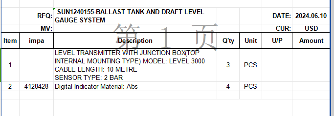 【询价】船舶备件—液位变送器/数字指示器（CK-Y20240611-01）询价-泰州昌宽社区-报价采购-船用采购网-船舶物料采购-船务服务-一站式船用设备供应服务