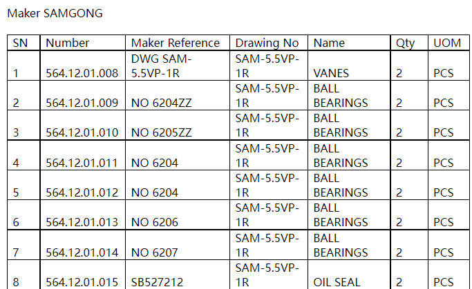 【询价】船舶备件—SAMGONG备件（CK-C20240606-04）询价-泰州昌宽社区-报价采购-船用采购网-船舶物料采购-船务服务-一站式船用设备供应服务