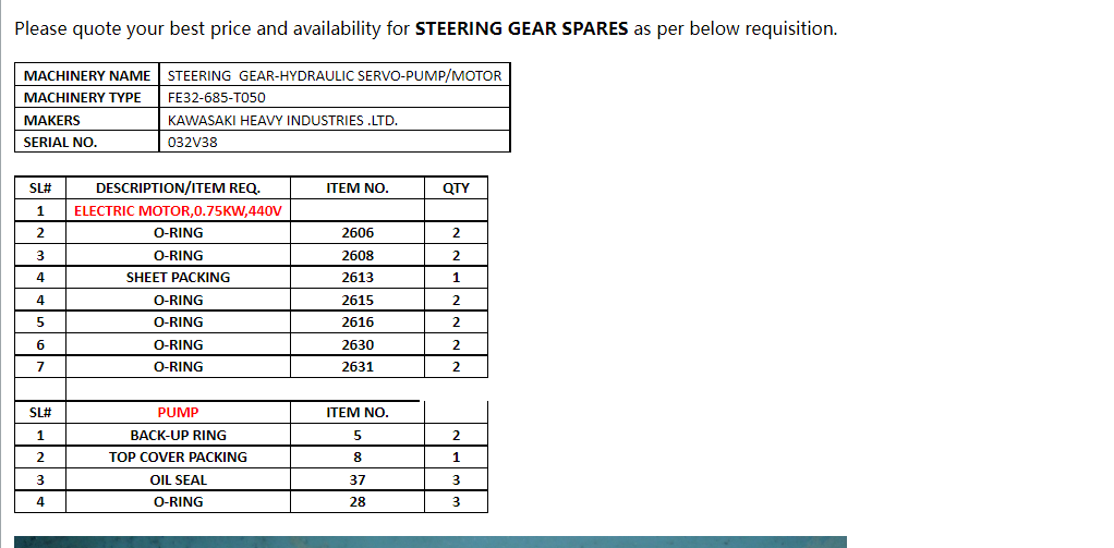 【询价】船舶备件—KAWASAKI备件（CK-R20240612-07）询价-泰州昌宽社区-报价采购-船用采购网-船舶物料采购-船务服务-一站式船用设备供应服务