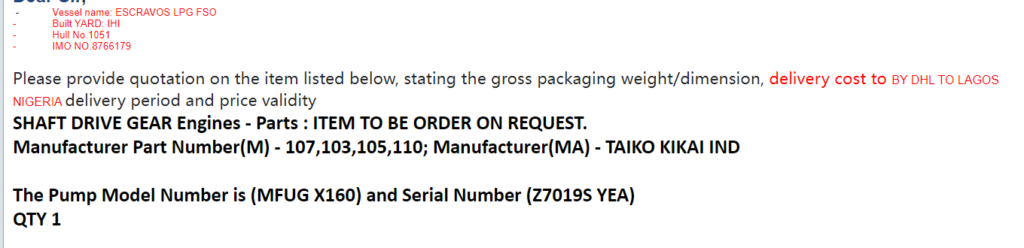 【询价】船舶备件—泵备件（CK-Y20240625-04）询价-泰州昌宽社区-报价采购-船用采购网-船舶物料采购-船务服务-一站式船用设备供应服务