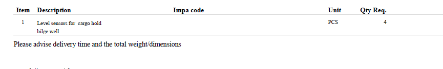 【询价】船舶备件—液位传感器（CK-C20240619-04）询价-泰州昌宽社区-报价采购-船用采购网-船舶物料采购-船务服务-一站式船用设备供应服务