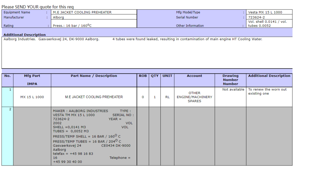 【询价】船舶备件—ALBORG备件（CK-R20240620-01）询价-泰州昌宽社区-报价采购-船用采购网-船舶物料采购-船务服务-一站式船用设备供应服务