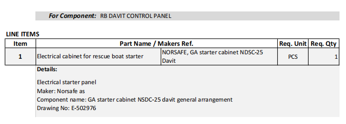【询价】船舶备件—救生艇启动器电气柜（CK-R20240611-15）询价-泰州昌宽社区-报价采购-船用采购网-船舶物料采购-船务服务-一站式船用设备供应服务