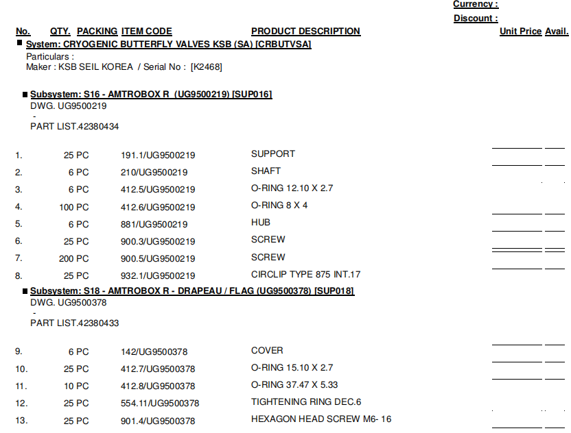 【询价】船舶备件—KSB备件（CK-R20240613-06）询价-泰州昌宽社区-报价采购-船用采购网-船舶物料采购-船务服务-一站式船用设备供应服务