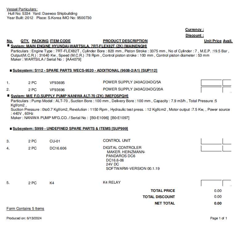 【询价】船舶备件—WARTSILA/NANIWA备件（CK-R20240614-05）询价-泰州昌宽社区-报价采购-船用采购网-船舶物料采购-船务服务-一站式船用设备供应服务