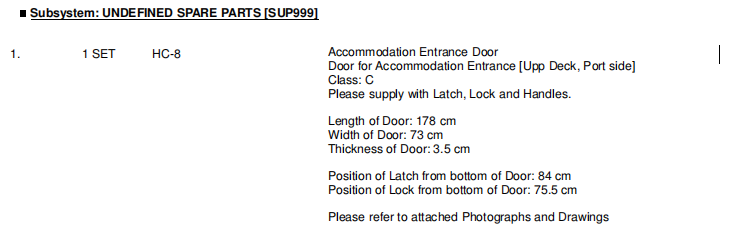 【询价】船舶备件—住宿入口门（CK-R20240603-19）询价-泰州昌宽社区-报价采购-船用采购网-船舶物料采购-船务服务-一站式船用设备供应服务
