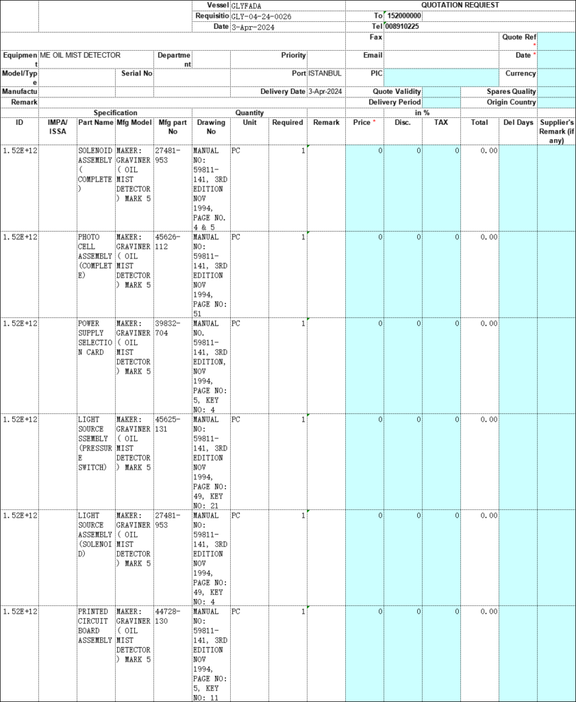 【询价】船舶备件—备件（CK-R20240619-06）询价-泰州昌宽社区-报价采购-船用采购网-船舶物料采购-船务服务-一站式船用设备供应服务