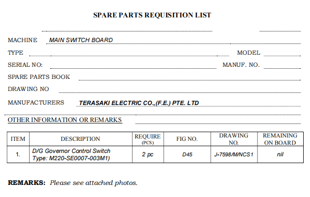 【询价】船舶备件—控制开关（CK-R20240621-02）询价-泰州昌宽社区-报价采购-船用采购网-船舶物料采购-船务服务-一站式船用设备供应服务