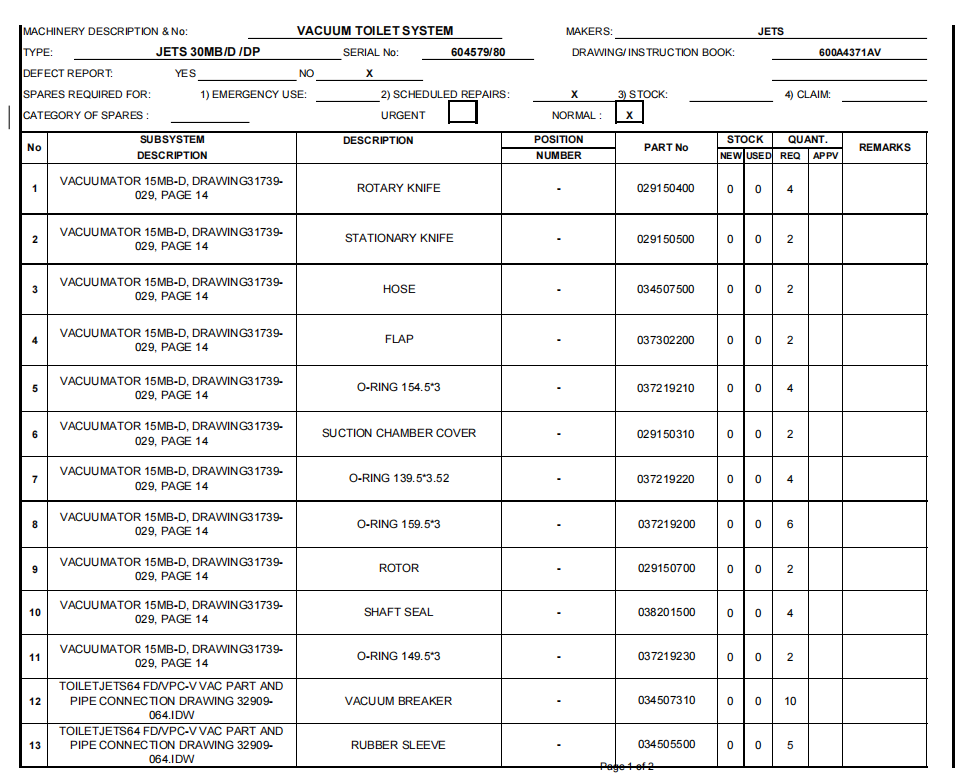 【询价】船舶备件—JETS备件（CK-R20240625-01）询价-泰州昌宽社区-报价采购-船用采购网-船舶物料采购-船务服务-一站式船用设备供应服务