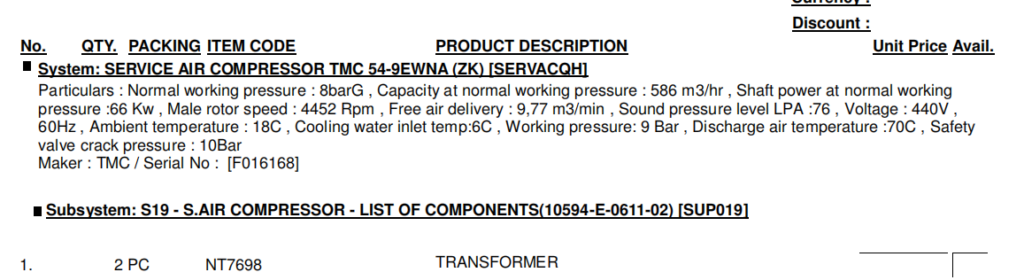 【询价】船舶备件—变压器（CK-R20240628-07）询价-泰州昌宽社区-报价采购-船用采购网-船舶物料采购-船务服务-一站式船用设备供应服务