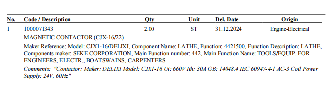 【询价】船舶备件—磁接触器（CK-R20240604-11）询价-泰州昌宽社区-报价采购-船用采购网-船舶物料采购-船务服务-一站式船用设备供应服务