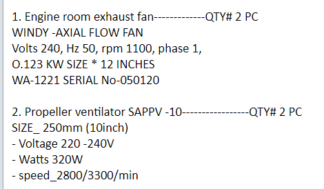 【询价】船舶备件—排气扇/通风器（CK-J20240729-03）询价-泰州昌宽社区-报价采购-船用采购网-船舶物料采购-船务服务-一站式船用设备供应服务