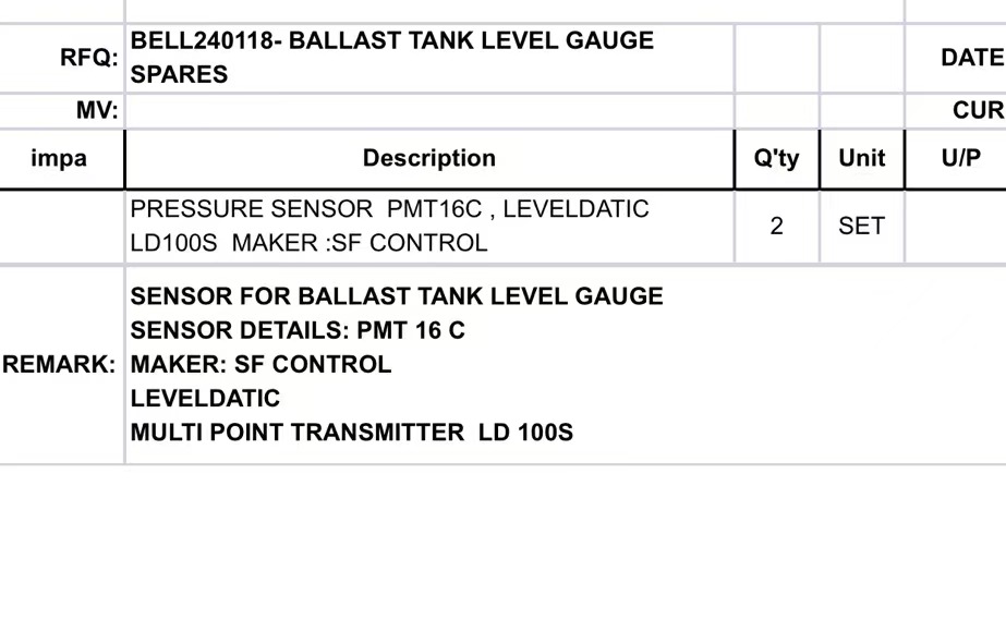 【询价】船舶备件—压力传感器（CK-Y20240716-04）询价-泰州昌宽社区-报价采购-船用采购网-船舶物料采购-船务服务-一站式船用设备供应服务
