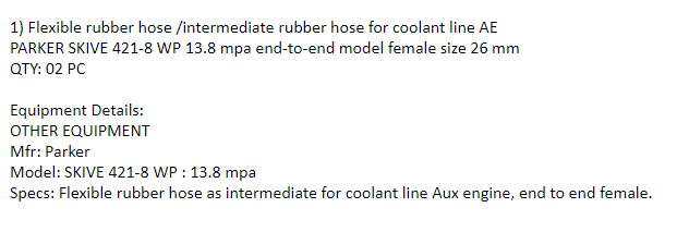 【询价】船舶备件—橡胶软管（CK-J20240703-26）询价-泰州昌宽社区-报价采购-船用采购网-船舶物料采购-船务服务-一站式船用设备供应服务