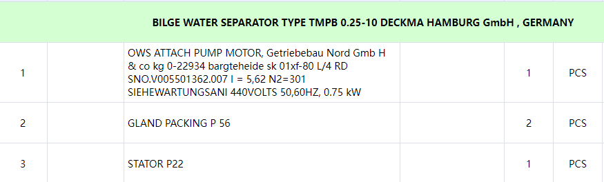 【询价】船舶备件—舱水分离器备件（CK-C20240708-07）询价-泰州昌宽社区-报价采购-船用采购网-船舶物料采购-船务服务-一站式船用设备供应服务