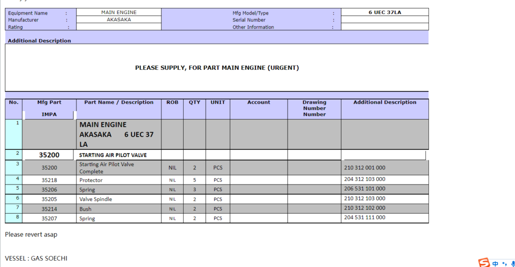 【询价】船舶备件—AKASAKA备件（CK-R20240730-15）询价-泰州昌宽社区-报价采购-船用采购网-船舶物料采购-船务服务-一站式船用设备供应服务
