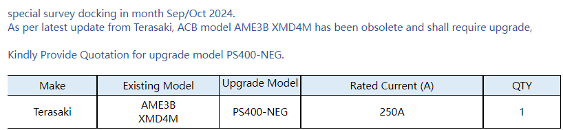 【询价】船舶备件—TERASAKI备件（CK-C20240711-14）询价-泰州昌宽社区-报价采购-船用采购网-船舶物料采购-船务服务-一站式船用设备供应服务