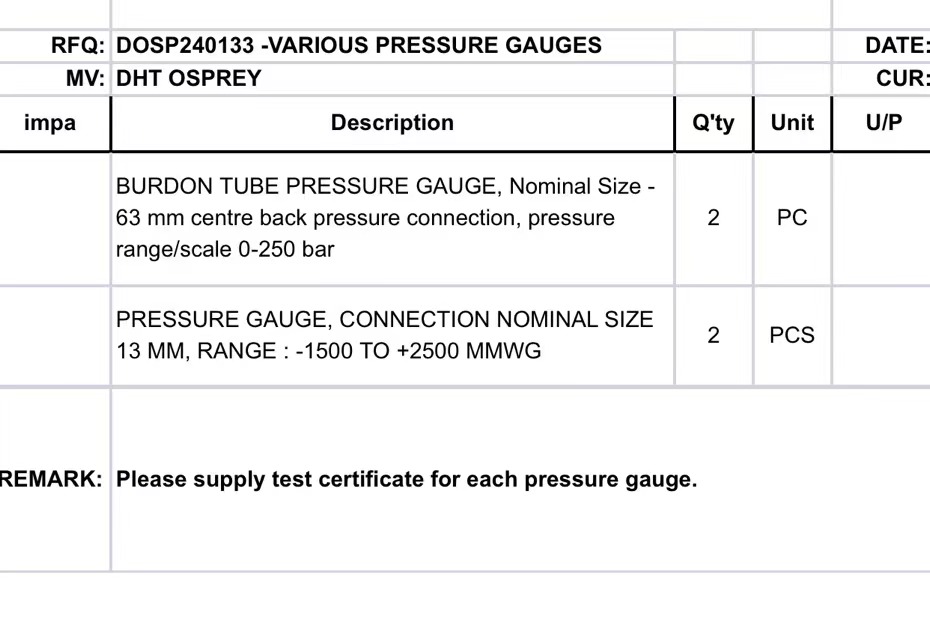 【询价】船舶备件—压力表（CK-Y20240701-03）询价-泰州昌宽社区-报价采购-船用采购网-船舶物料采购-船务服务-一站式船用设备供应服务