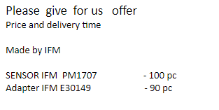 【询价】船舶备件—IFM传感器/适配器（CK-J20240731-02）询价-泰州昌宽社区-报价采购-船用采购网-船舶物料采购-船务服务-一站式船用设备供应服务