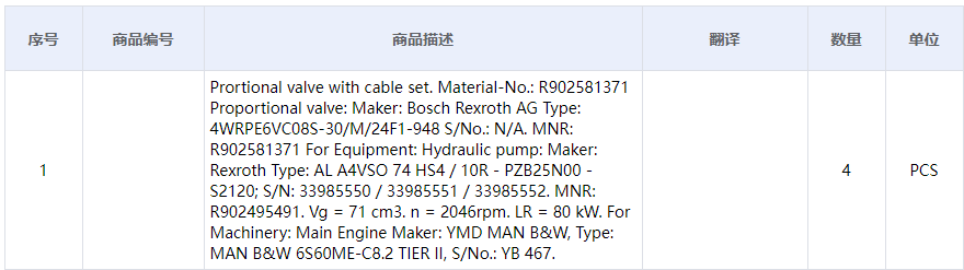 【询价】船舶备件—带电缆组的比例阀（CK-C20240716-01）询价-泰州昌宽社区-报价采购-船用采购网-船舶物料采购-船务服务-一站式船用设备供应服务