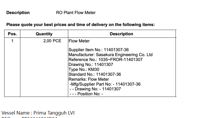【询价】船舶备件—流量计（CK-R20240730-07）询价-泰州昌宽社区-报价采购-船用采购网-船舶物料采购-船务服务-一站式船用设备供应服务