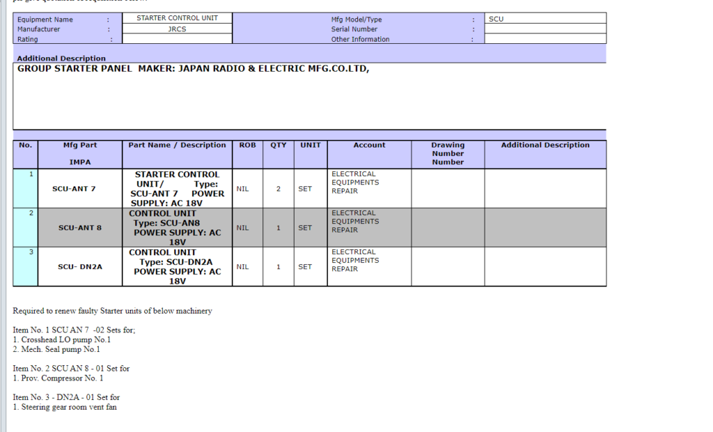 【询价】船舶备件—JRCS备件（CK-R20240718-21）询价-泰州昌宽社区-报价采购-船用采购网-船舶物料采购-船务服务-一站式船用设备供应服务