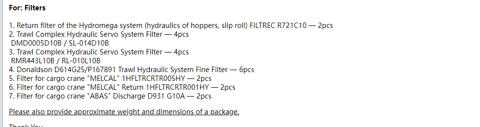 【询价】船舶备件—过滤器备件（CK-R20240702-11）询价-泰州昌宽社区-报价采购-船用采购网-船舶物料采购-船务服务-一站式船用设备供应服务