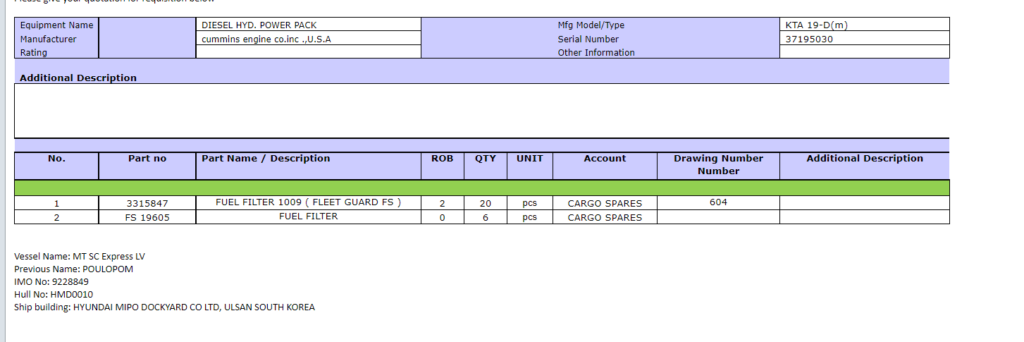 【询价】船舶备件—燃油滤清器（CK-R20240708-09）询价-泰州昌宽社区-报价采购-船用采购网-船舶物料采购-船务服务-一站式船用设备供应服务