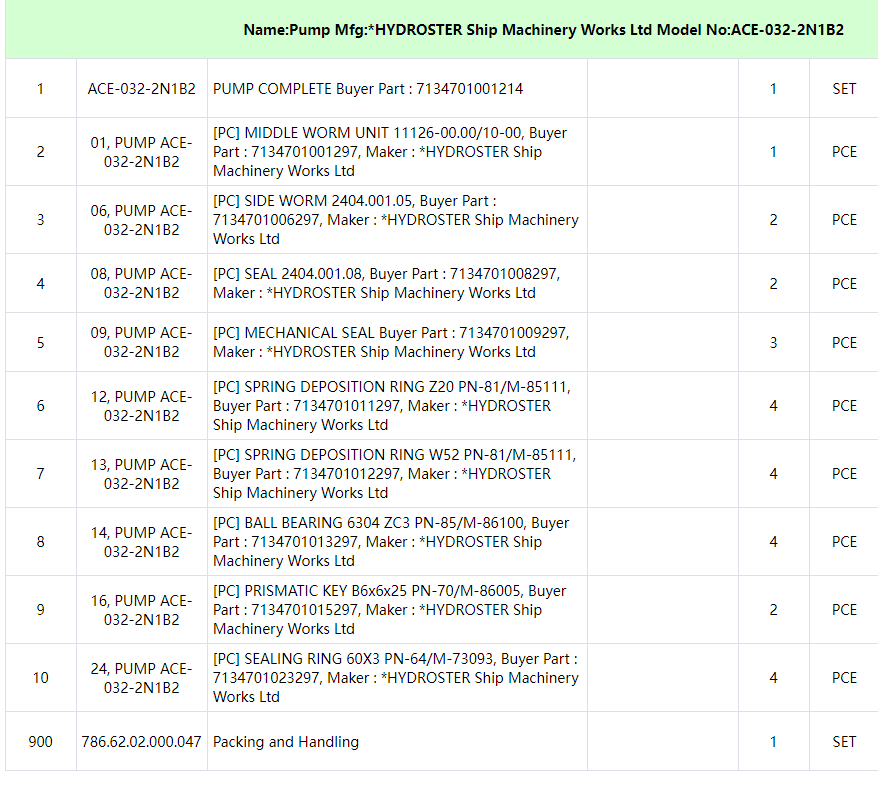 【询价】船舶备件—HYDROSTER备件（CK-C20240716-12）询价-泰州昌宽社区-报价采购-船用采购网-船舶物料采购-船务服务-一站式船用设备供应服务
