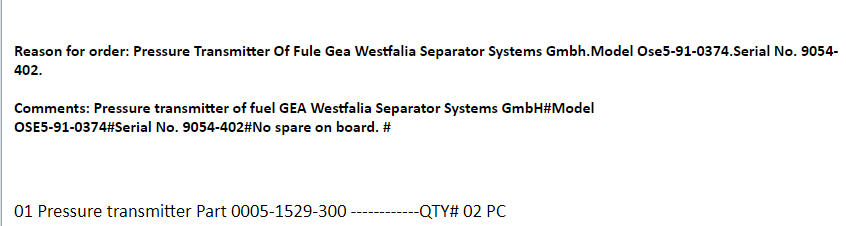 【询价】船舶备件—压力变送器零件（CK-J20240717-04）询价-泰州昌宽社区-报价采购-船用采购网-船舶物料采购-船务服务-一站式船用设备供应服务