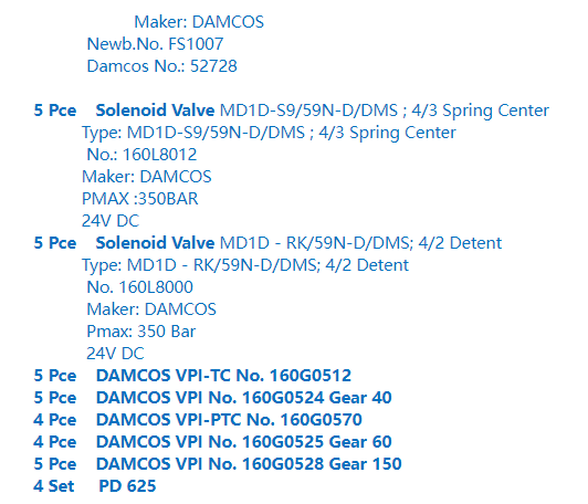 【询价】船舶备件—DAMCOS备件（CK-C20240730-12）询价-泰州昌宽社区-报价采购-船用采购网-船舶物料采购-船务服务-一站式船用设备供应服务