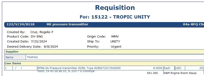 【询价】船舶备件—压力变送器（CK-Y20240731-02）询价-泰州昌宽社区-报价采购-船用采购网-船舶物料采购-船务服务-一站式船用设备供应服务