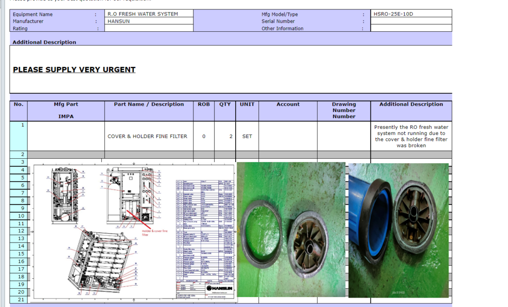 【询价】船舶备件—盖和支架精细过滤器（CK-R20240731-05）询价-泰州昌宽社区-报价采购-船用采购网-船舶物料采购-船务服务-一站式船用设备供应服务