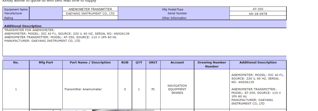 【询价】船舶备件—发射器分析仪（CK-R20240715-01）询价-泰州昌宽社区-报价采购-船用采购网-船舶物料采购-船务服务-一站式船用设备供应服务