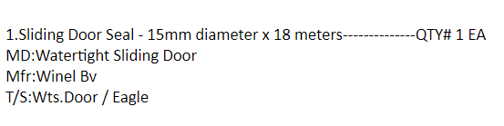 【询价】船舶备件—滑动门密封件（CK-J20240724-17）询价-泰州昌宽社区-报价采购-船用采购网-船舶物料采购-船务服务-一站式船用设备供应服务