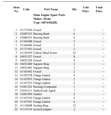【询价】船舶备件—DEUTZ备件（CK-J20240718-21）询价-泰州昌宽社区-报价采购-船用采购网-船舶物料采购-船务服务-一站式船用设备供应服务