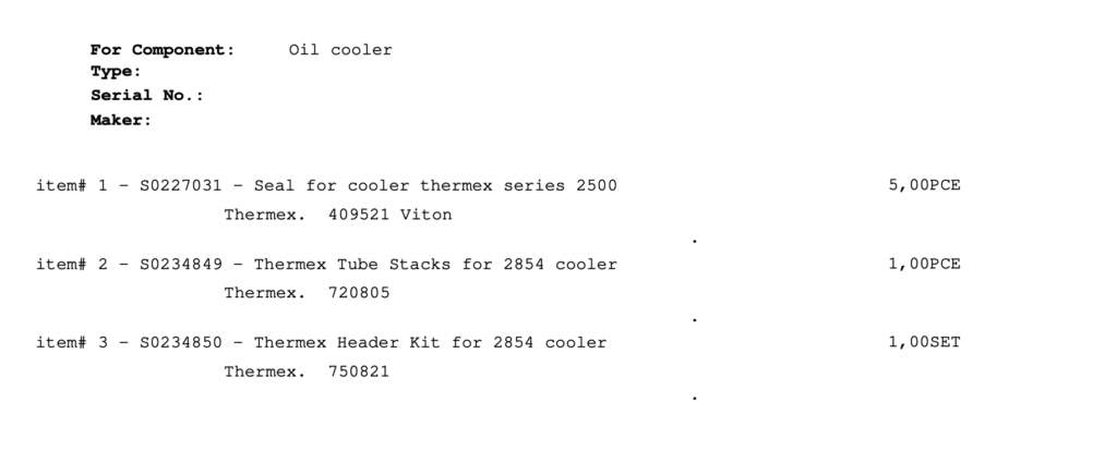 【询价】船舶备件—油冷却器备件（CK-R20240718-15）询价-泰州昌宽社区-报价采购-船用采购网-船舶物料采购-船务服务-一站式船用设备供应服务