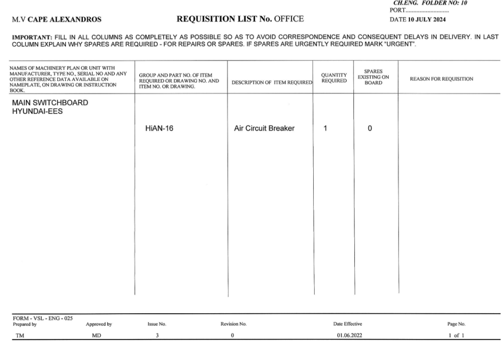 【询价】船舶备件—空气断路器（CK-Y20240711-06）询价-泰州昌宽社区-报价采购-船用采购网-船舶物料采购-船务服务-一站式船用设备供应服务