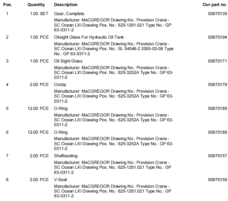 【询价】船舶备件—MaCGREGOR备件（CK-R20240711-09）询价-泰州昌宽社区-报价采购-船用采购网-船舶物料采购-船务服务-一站式船用设备供应服务
