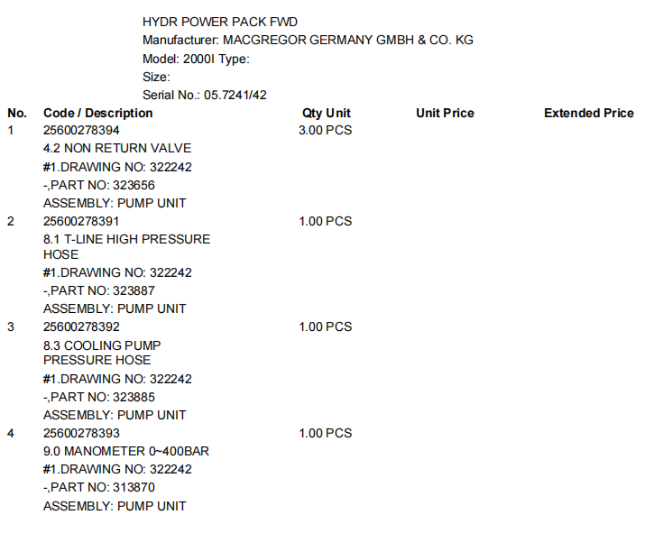 【询价】船舶备件—MACGREGOR备件（CK-R20240722-07）询价-泰州昌宽社区-报价采购-船用采购网-船舶物料采购-船务服务-一站式船用设备供应服务