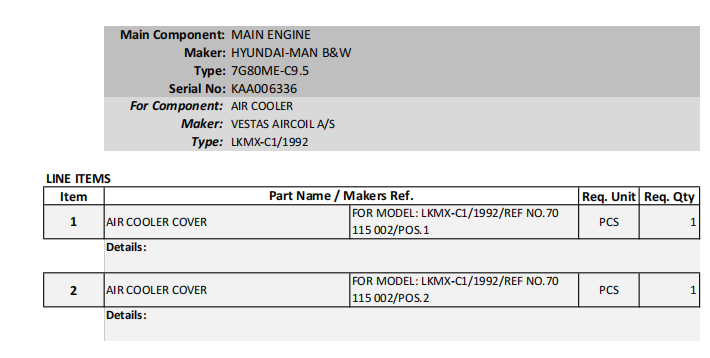 【询价】船舶备件—空气冷却器盖（CK-R20240724-07）询价-泰州昌宽社区-报价采购-船用采购网-船舶物料采购-船务服务-一站式船用设备供应服务