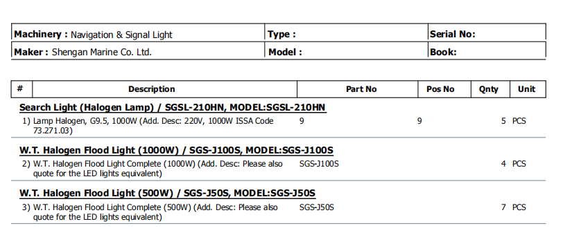 【询价】船舶备件—卤素灯（CK-R20240729-02）询价-泰州昌宽社区-报价采购-船用采购网-船舶物料采购-船务服务-一站式船用设备供应服务