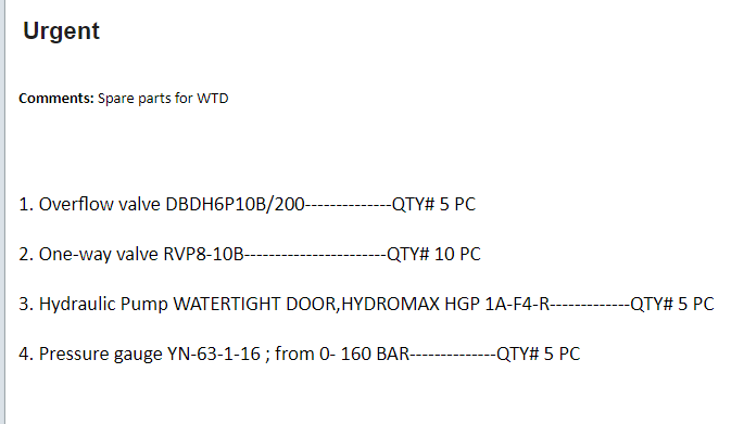 【询价】船舶备件—WTD备件（CK-J20240806-16）询价-泰州昌宽社区-报价采购-船用采购网-船舶物料采购-船务服务-一站式船用设备供应服务
