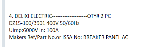 【询价】船舶备件—DELIXI备件（CK-J20240813-05）询价-泰州昌宽社区-报价采购-船用采购网-船舶物料采购-船务服务-一站式船用设备供应服务
