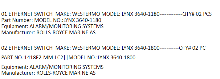 【询价】船舶备件—以太网交换机（CK-J20240829-12）询价-泰州昌宽社区-报价采购-船用采购网-船舶物料采购-船务服务-一站式船用设备供应服务