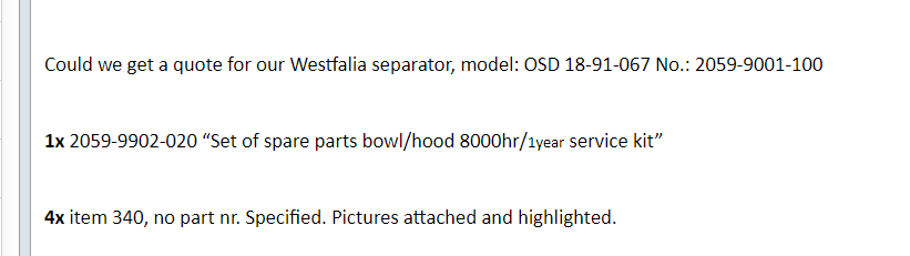 【询价】船舶备件—WESTFALIA备件（CK-J20240809-05）询价-泰州昌宽社区-报价采购-船用采购网-船舶物料采购-船务服务-一站式船用设备供应服务