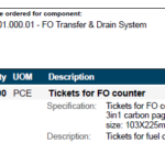 船舶备件—FO柜台门票（CK-C20240827-09）询价-船用采购网-船舶物料采购-船务服务-一站式船用设备供应服务